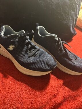 Skechers Arch Comfort Men’s Dark Blue Knit Lace-Up Athletic Sneakers size 11